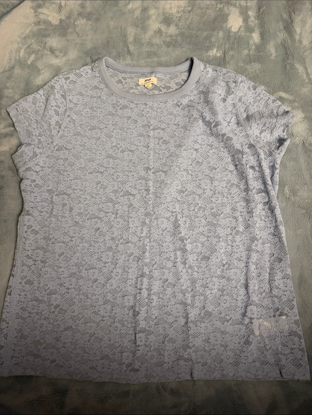 Aerie Light Blue Lace Short Sleeve Women's Top